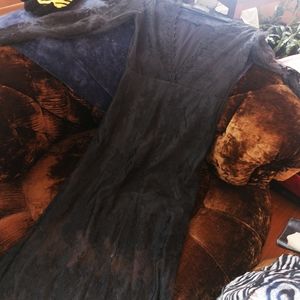 Sexy black lace long dress.